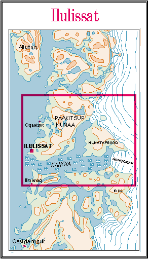 Karte der Gegend um Ilulissat
